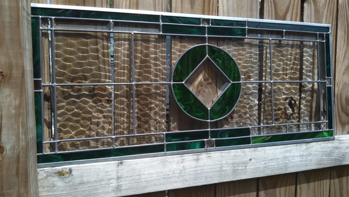 34x14 Green Stained Glass Panel - View 1