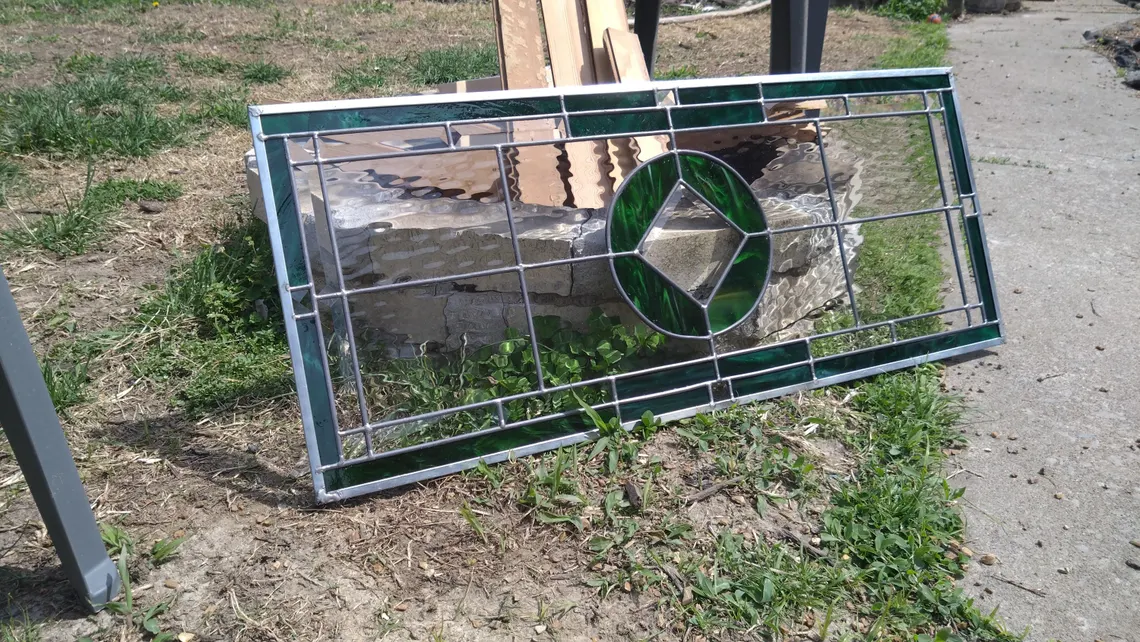 34x14 Green Stained Glass Panel - View 3